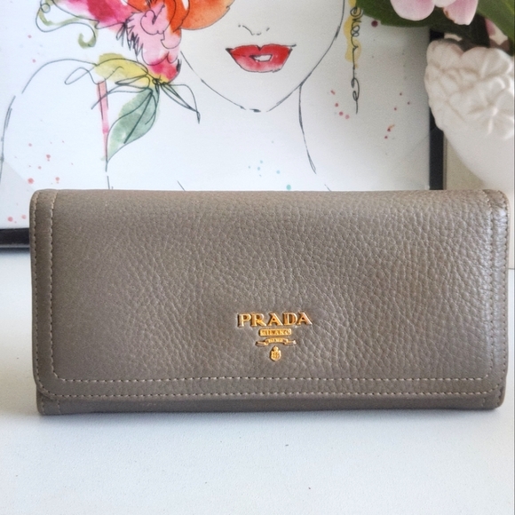 PRADA grey long leather wallet - Picture 1 of 10